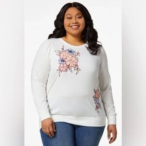 ❄️ CATO | PLUS SIZE EMBROIDERED PEARL FLORAL TOP VARIOUS SIZES AVAILABLE